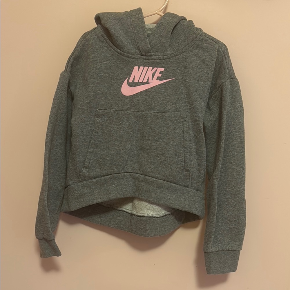 Nike Gray Hoodie with Pink Logo